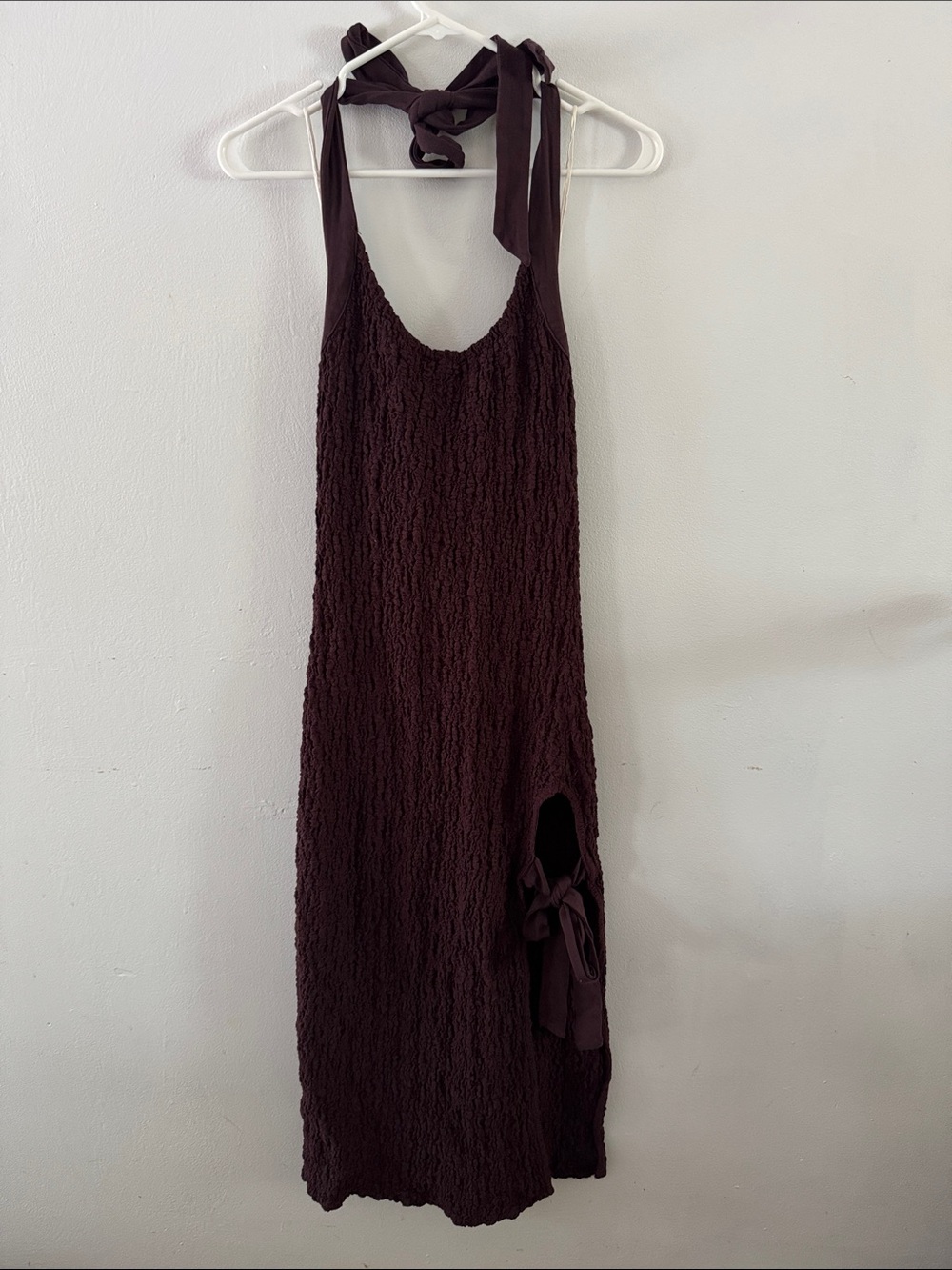 Free People Deep Brown Midi Halter Dress Sz S